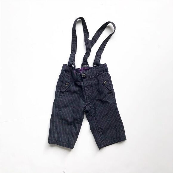 Mexx Other - MEXX gray stripe suspender pants EUC 3-6 months